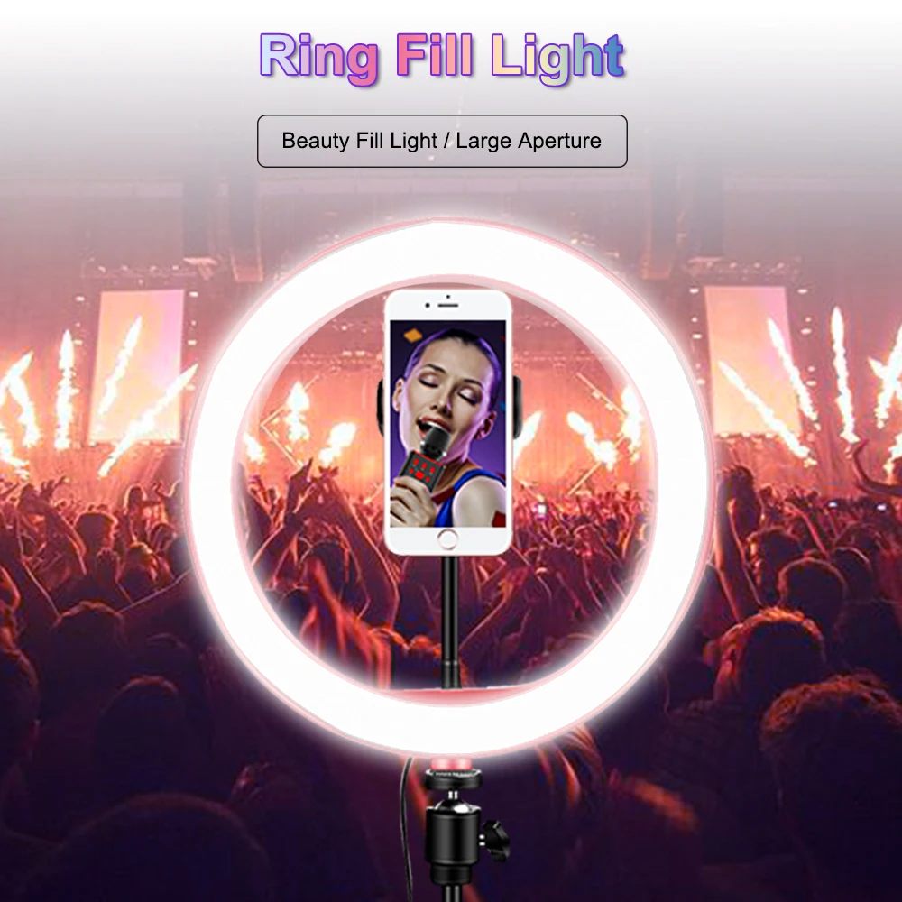 Cena Telefon LED Selfie Lampa Pierścieniowa 26cm Statyw Ringlight Z Wysuwanym Stojakiem 130cm Oświetlenie Do Fotografii Do Makijażu Na żywo Lampa Wideo Youtube