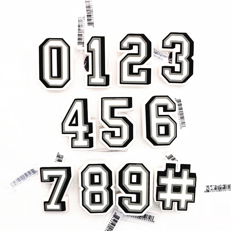 Original Solid Color Digital Model Shoe Charms PVC Shoe Buckles Accessories fit Bands Bracelets Croc JIBZ,Kids Party X-mas Gifts