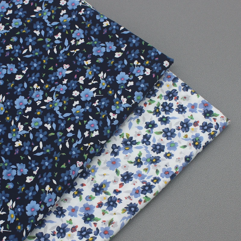 147x50cm Blau Weiß Floral 60s Baumwolle Nachahmung Floral Nähen Stoff,, der Sommer Dünne Kleid Hemd Kleidung Tuch