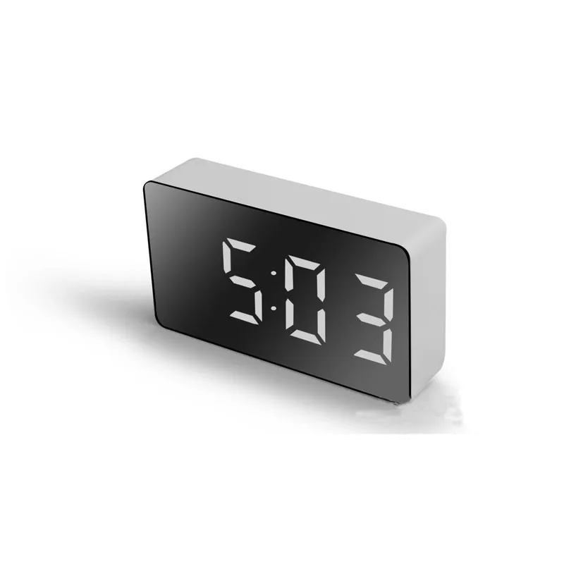 

Clock LED Time Night Mirror Battery Home Display LCD Table Desktop Snooze 5v/No Alarm USB Decor Digital Multifunctional Light Cl