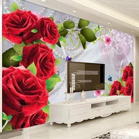 custom photo 3d waterproof silk cloth red rose flowers tv background wall painting living room bedroom decor mural wallpaper
