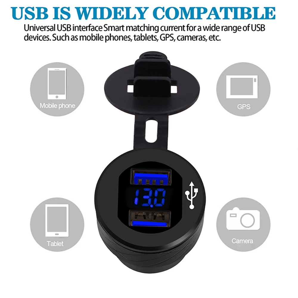 Автомобильное зарядное устройство для мотоцикла быстрая зарядка 120 Вт двойное USB