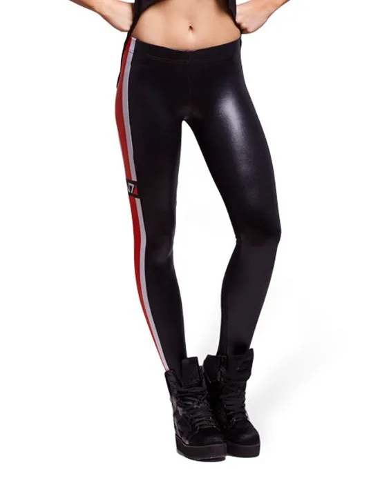 

Digital printing red stripe close-fitting sexy base small-leg pants leggings