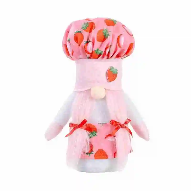 

1pc New Cute Strawberry Chef Hat Faceless Doll Home Ornament Decoration Valentine Mother's Day Gift Room Home Decor