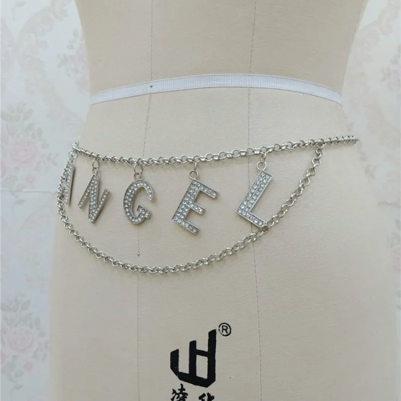 Women Crystal Letter Angel Belly Chains Bohemia Beach Belt Chain Female Charm Waist Clothing Accessories Cahin Body Verano Mujer |