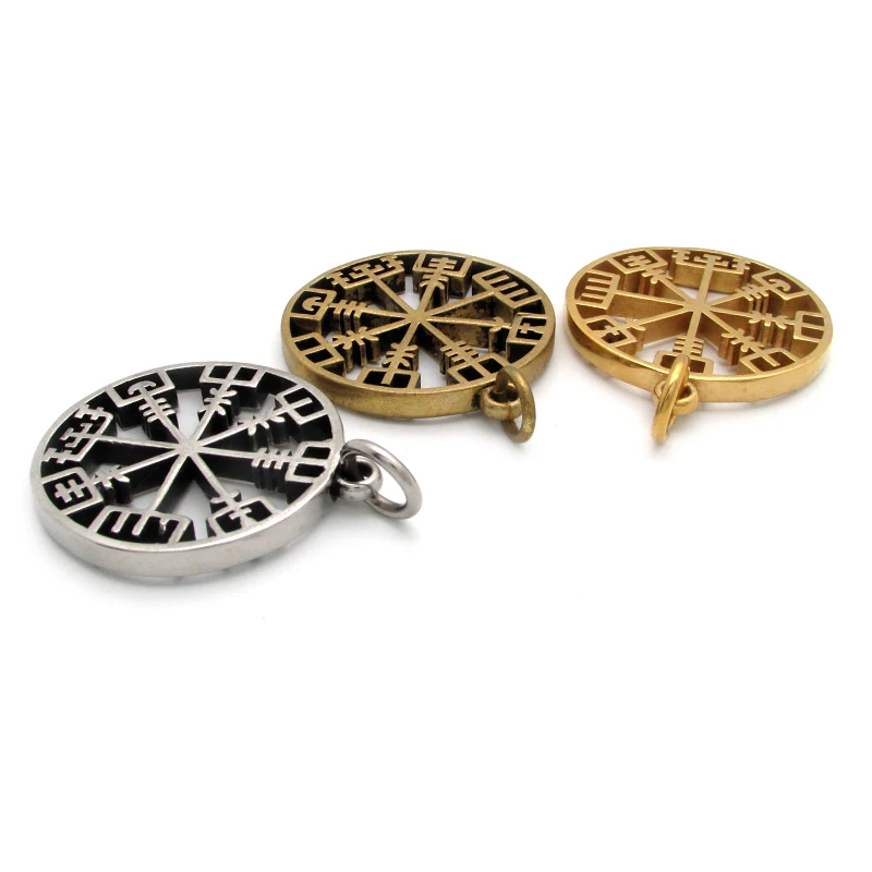 Free Shipping Viking Rune Icelandic Vegvisir Compass Helmet Horror In Runic Circle Pendant Amulet Collier Necklace | Украшения и
