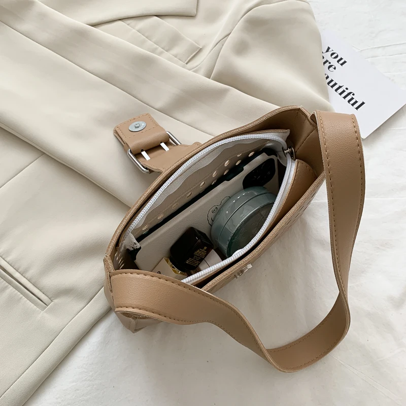 

Female Shoulder Bag Hollow Metal Creative Design New Leather Texture Wholesale Luxury Fashion Versatile Women Handbag