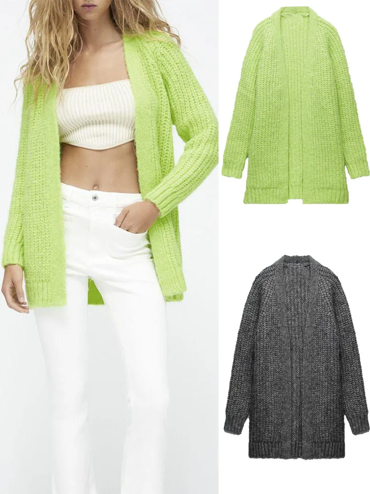 

Женский трикотажный кардиган с длинным рукавом ZA, осень 2021