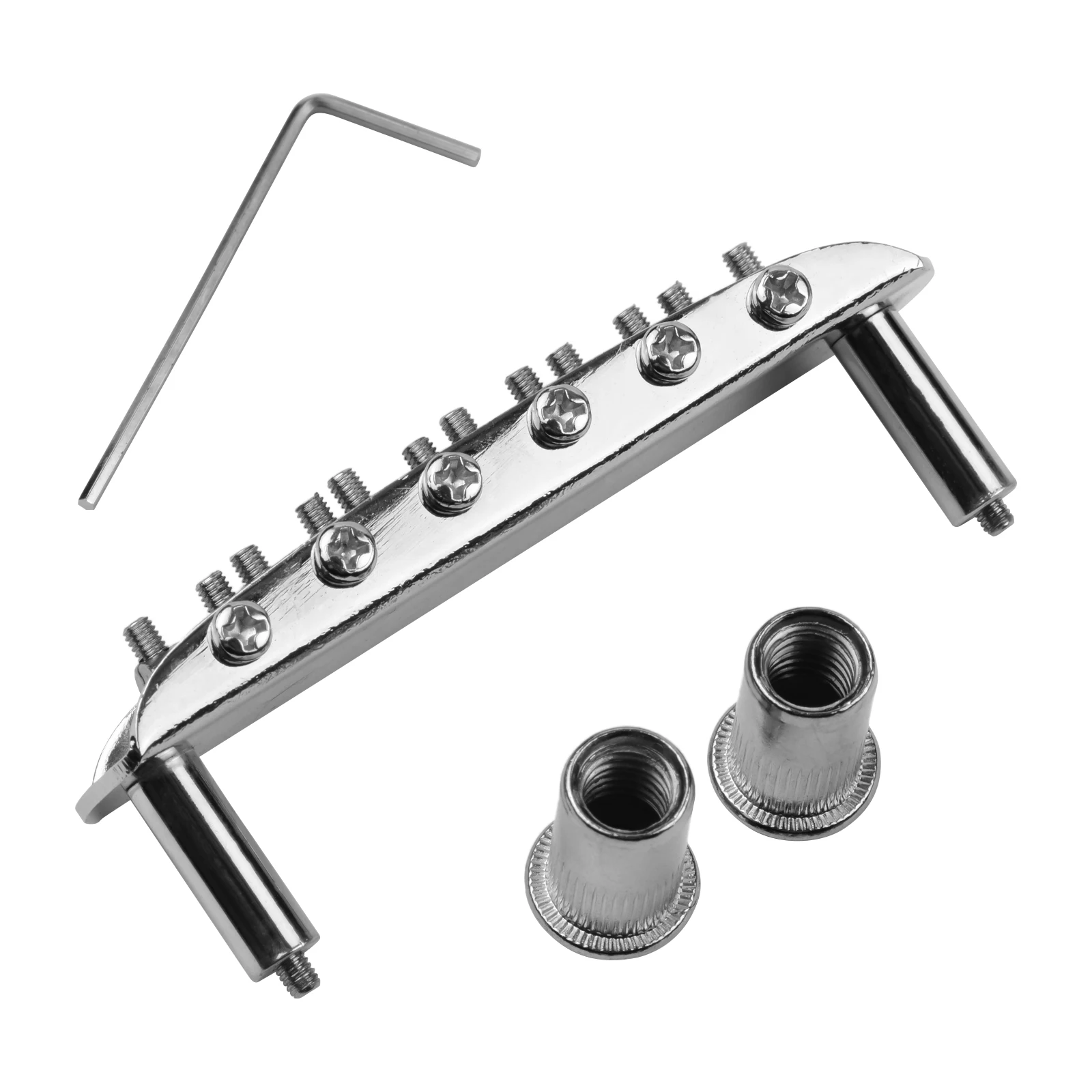 

Guitar Metal Bridge with Studs Wrench Chromium Guitar Bridge for 6 String Guitar