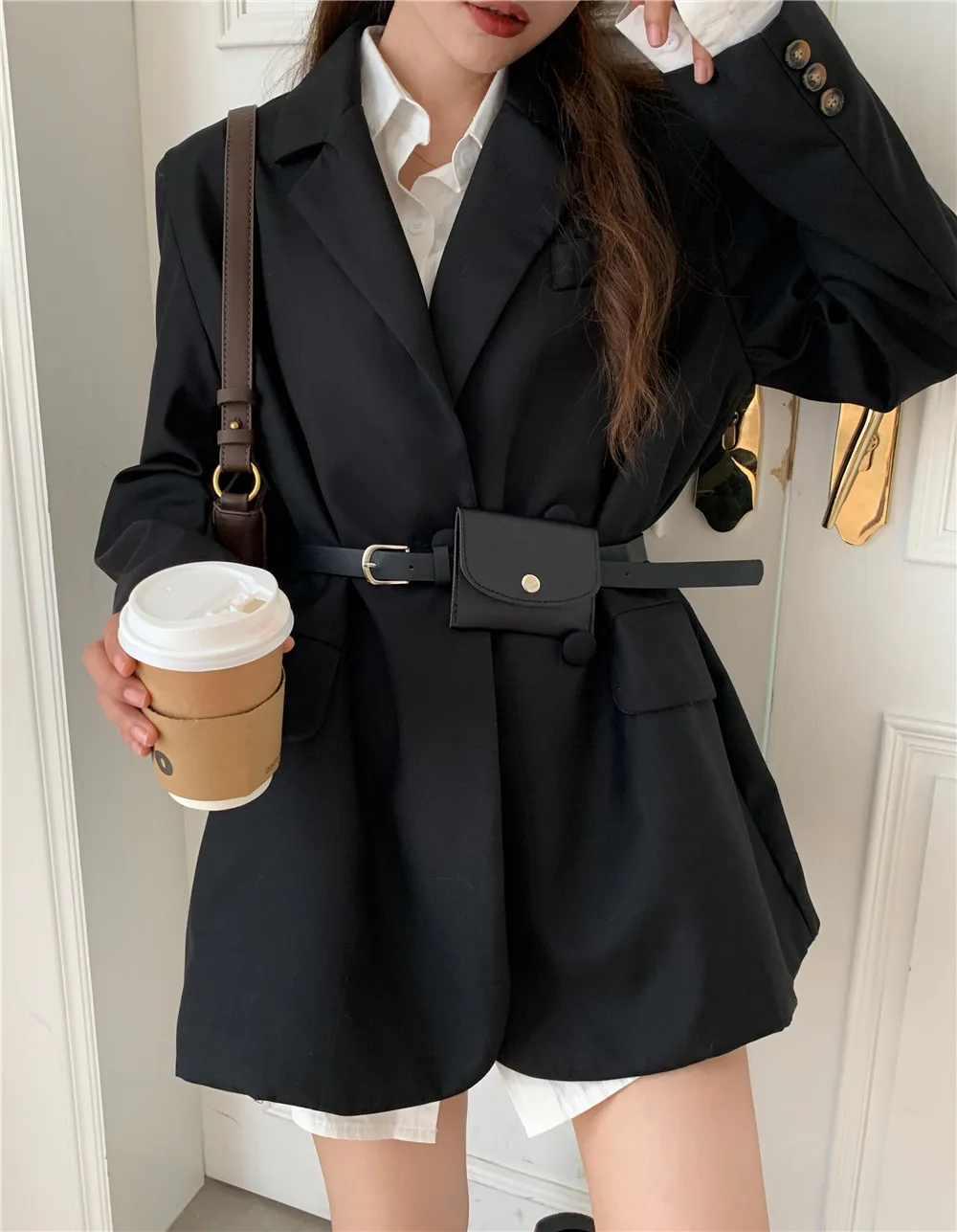 

Women Spring Autumn Loose Street Wear Blazers Jackets 2021 New Korea OL Style One Button Suits Coats Mujer Outwear Fashion
