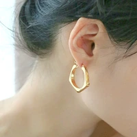 brass with 18k gold geo statement drop earrings women jewelry punk party gown runway rare boucle korean japan ins trendy