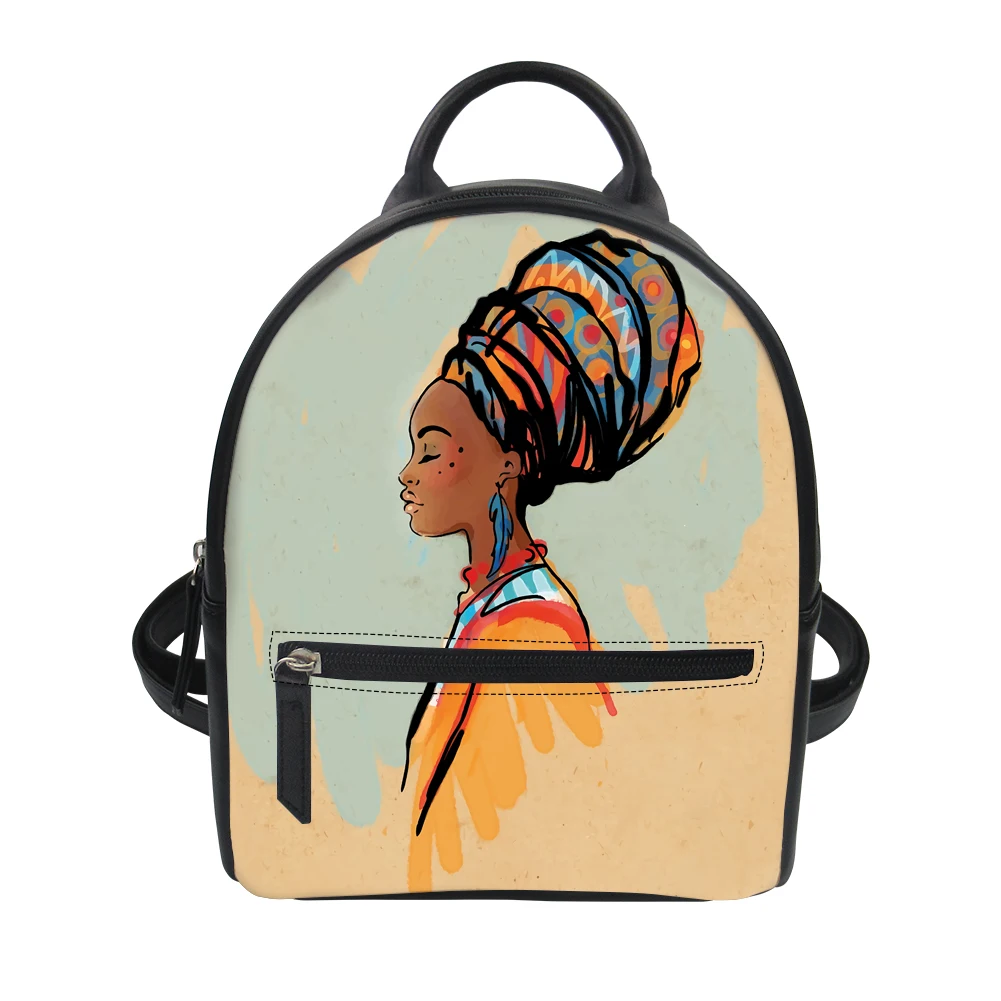 

Cuволшебный кожаный мини-рюкзак с логотипом на заказ, кожаный рюкзак с мультяшным африканским черным принтом для девушек, маленькие сумки дл...