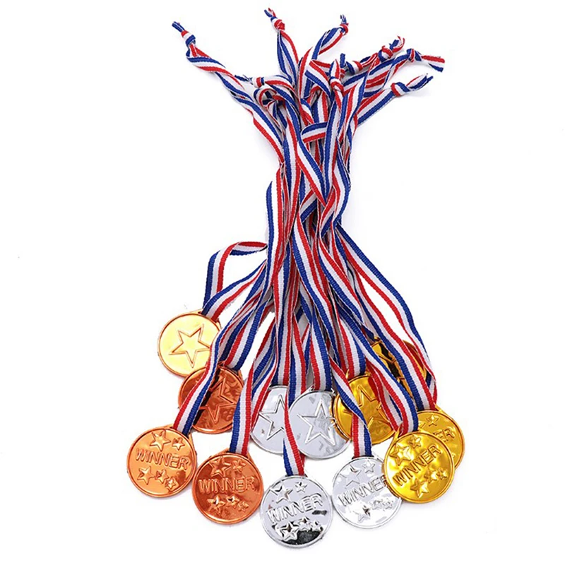 

1pcs Kids Children Gold Plastic Winners Medals Sports Day Party Bag Prize Awards Toys For Kids Party Fun Photo Props