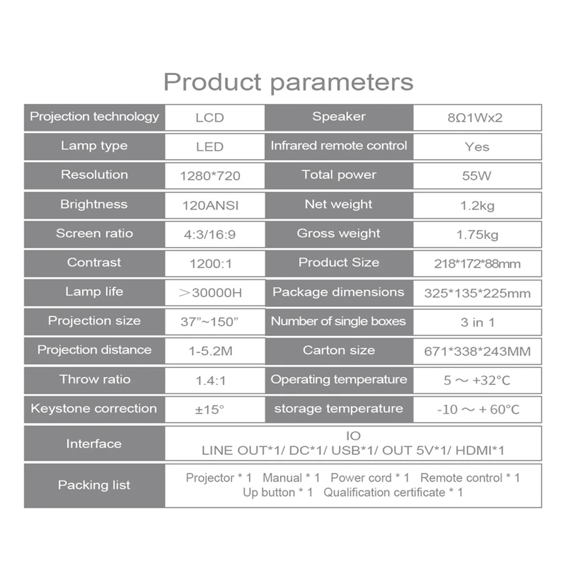 

T23 Projector Home 1080P Full HD Wireless Projector Small Smart Phone Same Sn Projector 3300 Lumens(EU Plug)