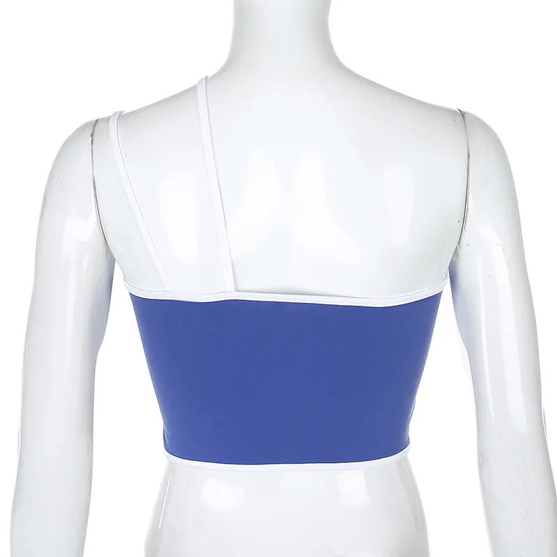 

Fashion solid color hollow slanted shoulder One word collar sleeveless Camisole women