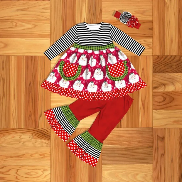 Новый модный Рождественский детский комбинезон одежда с оборками детские