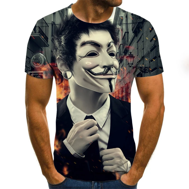 

2021 Newest 3D Character graphic print T-shirt Men Clown Short Sleeve Tshirts Funny Tee Shirt Homme Casual O-neck Male tshirt