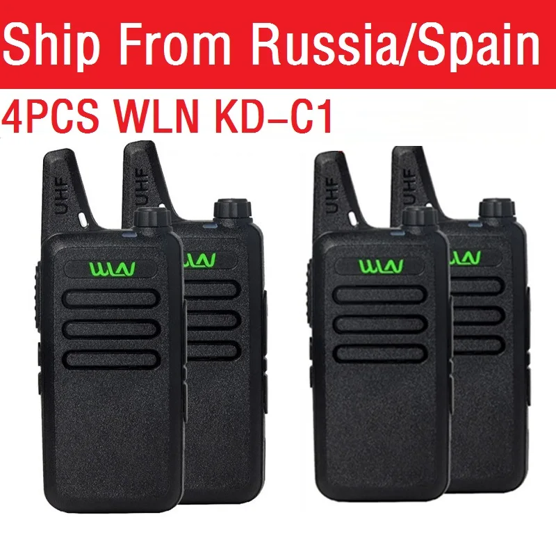 4pcs WLN KD-C1 Mini Wiress Walkie Talkie UHF Handheld Two Way Radio station Communicator Transceiver ham radio walkie-talkie
