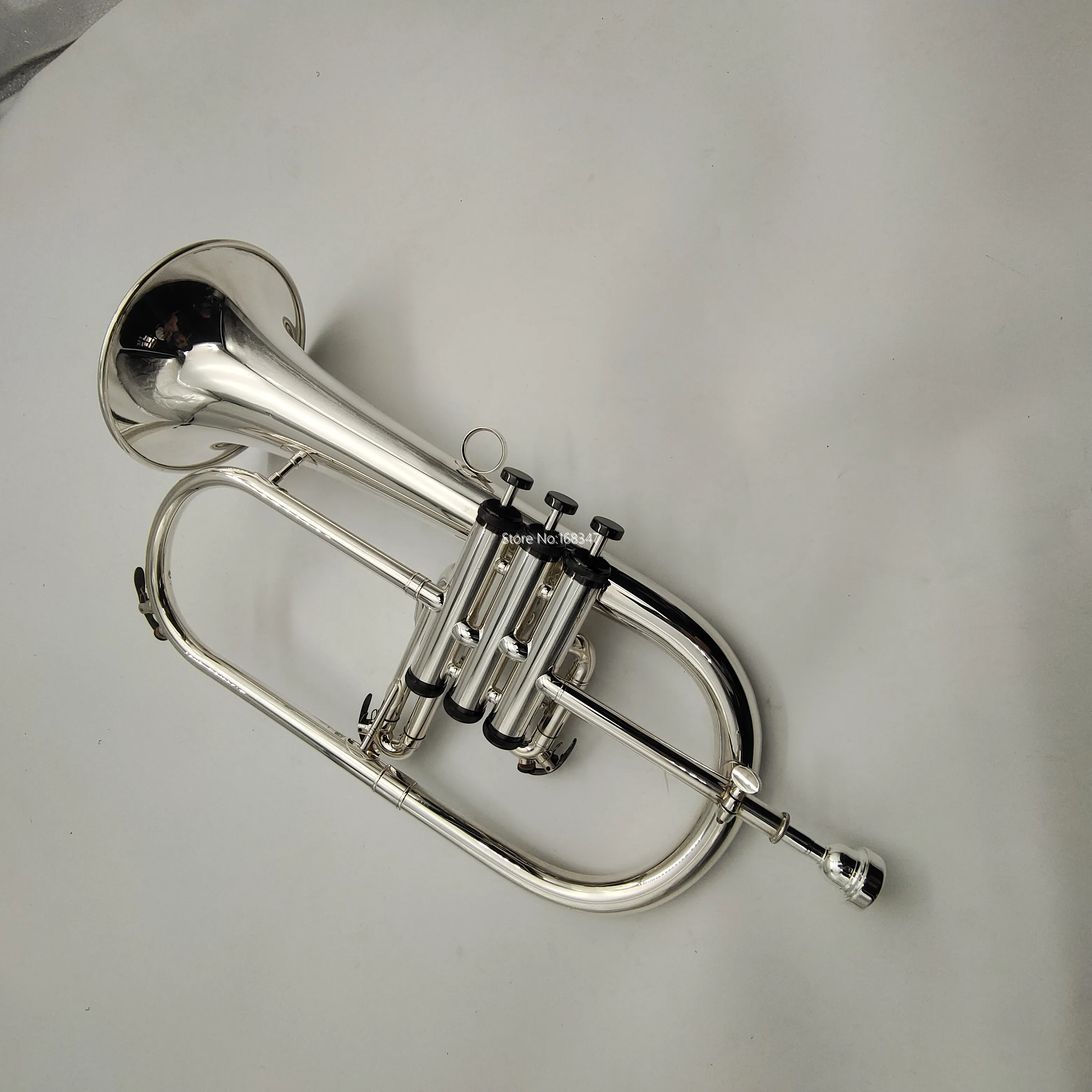 Самая низкая цена Flugelhorn Bb Настройка посеребренный черный клапан латунный