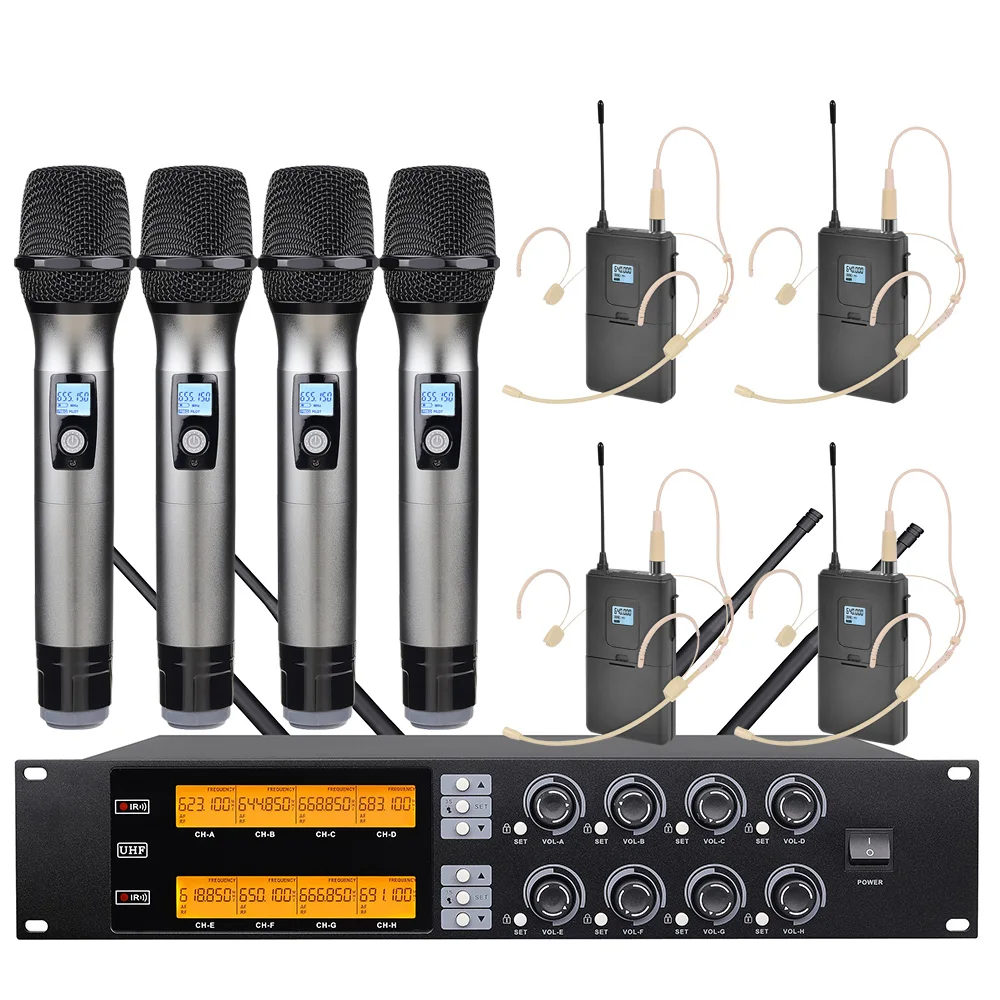 저렴한 UHF 무선 마이크, 학교 음성 무대 공연 마이크용 모든 금속 핸드 헬드 마이크 무선