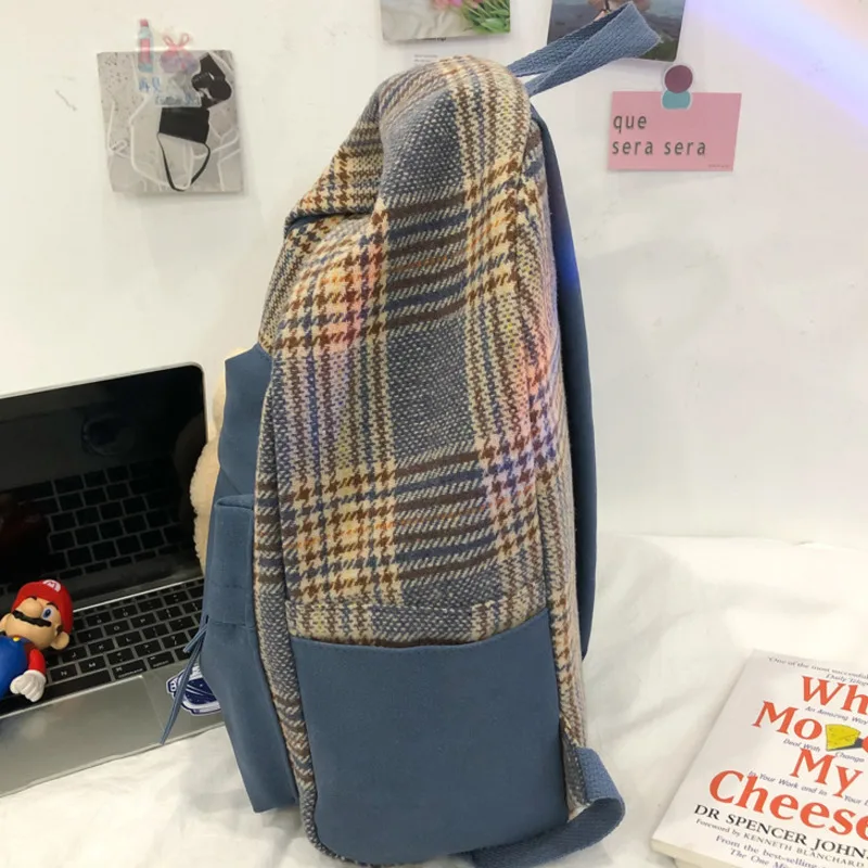 

Fashion Women Plaid Backpack Teenage Girls College Schoolbag Multi-Function Travel Shoulder Bag Ulzzang Rucksack Bookbag