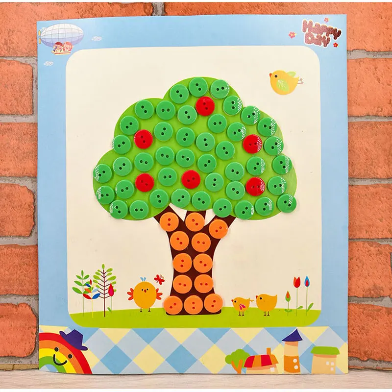 Детские наклейки на кнопки DIY игрушки для рисования смешная игра ручная работа