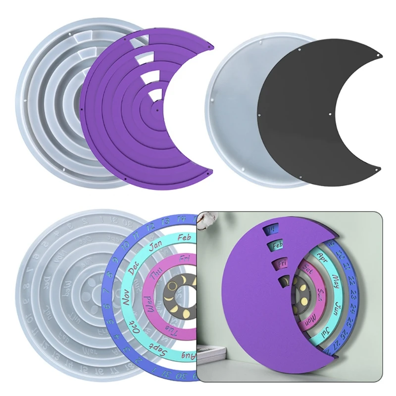 

Moon Calendar Epoxy Resin Mold Calendar Hanging Plate Silicone Mould DIY Crafts Home Wall Decoration Casting