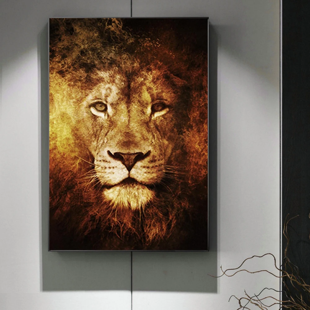 

Lions Head Animals Canvas Art Posters and Prints Abstract Lion of Judah Paintings on The Wall Nordic Art Cuadros Pictures