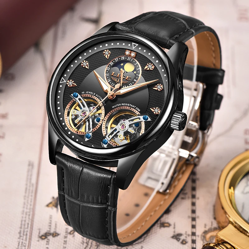 LIGE 2020 New automatic mechanical watch men Tourbillon Sport Clock fashion business mens watches reloj automatico de hombre+Box | Наручные