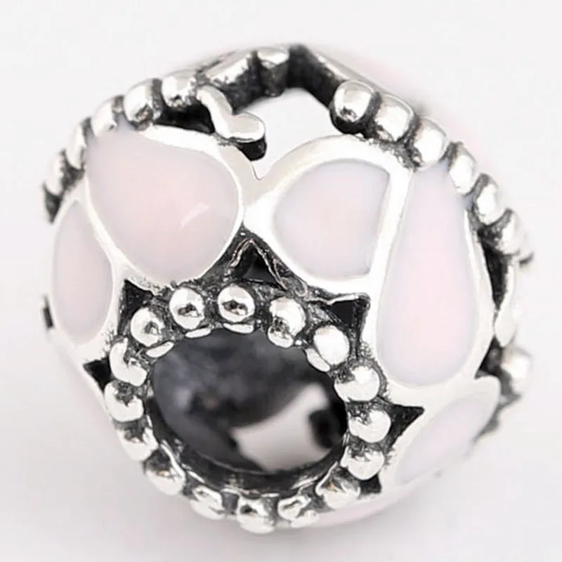 

100% 925 Sterling Silver Bead New Pink Butterfly Beads Fit Pandora Women Bracelet & Necklace Diy Jewelry