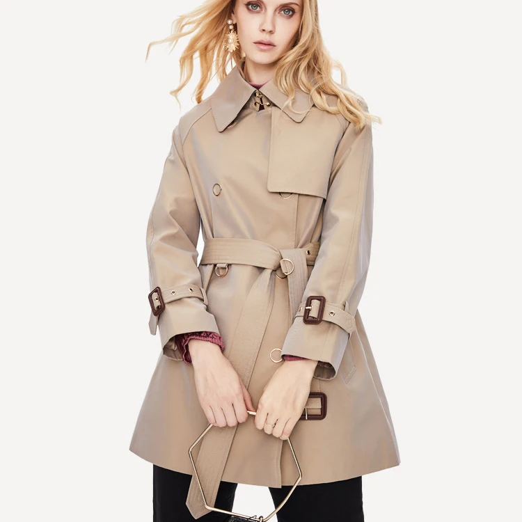 

Nice Vogue Women Midi Length Trench Coat With Belt Turn Down Collar Long Sleeve Long Trench Femme Casaco Abrigo Streetwear