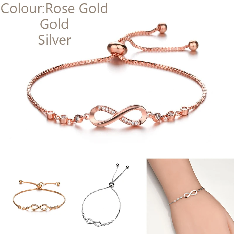 Змея браслет для женщин Регулируемый шармы в форме сердца с розовым цепочки на