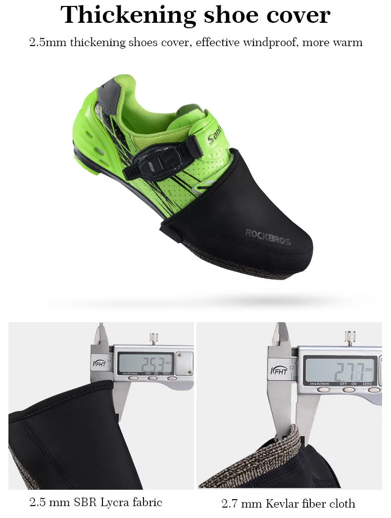 ROCKBROS Fahrradschuhüberzug für den Winter, winddicht, abriebfest, warm halten, halber Überschuhe, MTB, Rennrad, Überschuhe – Detail 7