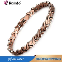 rainso fashion red copper magnetic bio energy bracelets bangles for women healing magnet bracelet female jewelry ocb 1551 2020
