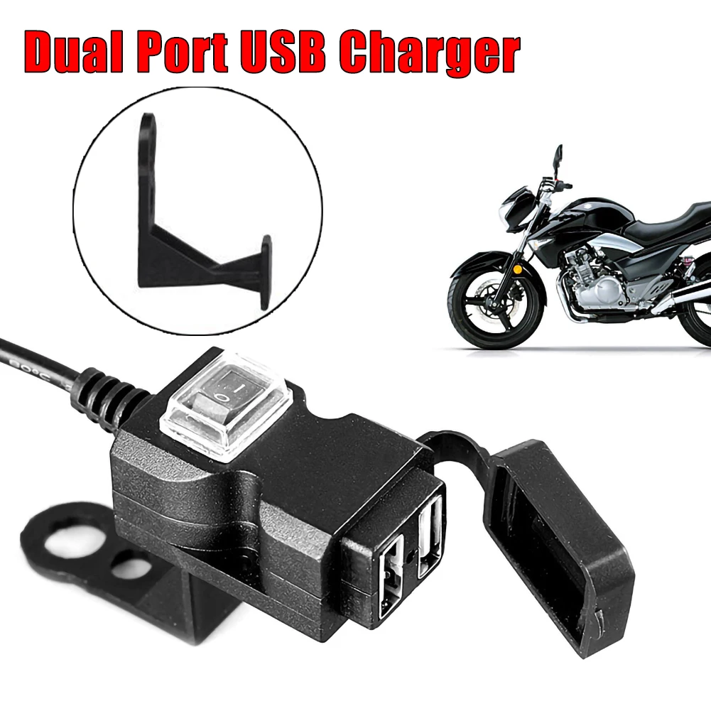 12-24V Dual-USB Motorcycle Handlebar Charger Socket Switch Mounts | Автомобили и мотоциклы