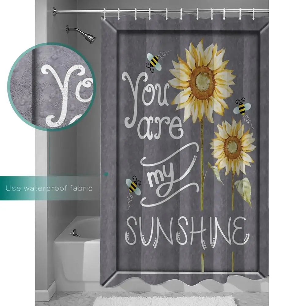 You are My Sunshine занавеска для душа пчелы подсолнухи винтажное изображение Ткань