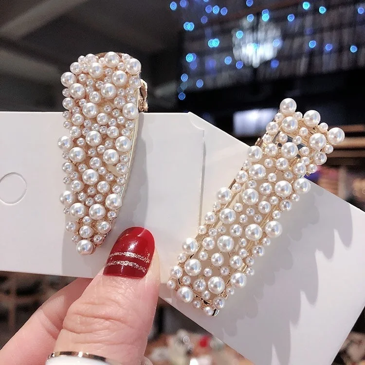 Корейские заколки для волос в форме сердца с искусственными квадратными