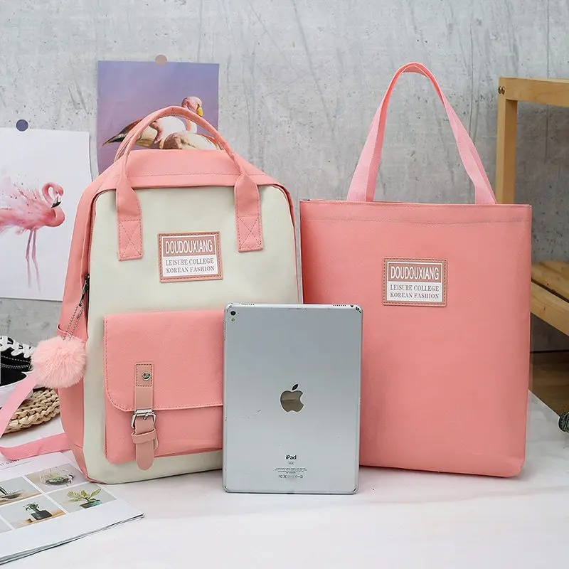 5 pcs sets canvas Schoolbags For Teenage Girls Women New Trend Female Backpack Nylon Women Backpack Child Student Shoulder Bag