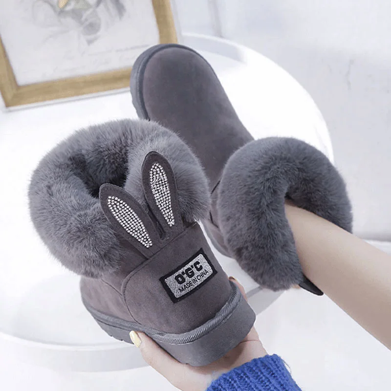 Бархатные ботинки для женщин теплые зимние зимняя обувь Милые ботильоны