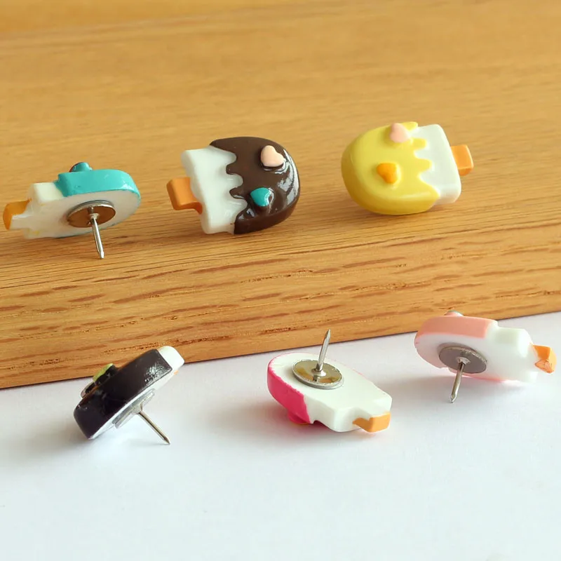 6 шт. милые kawaii thumbtacks нажимные булавки декоративные thumb tacks Пластиковые Симпатичные доски карты булавки мороженое PushPin офисные школьные принадлежности