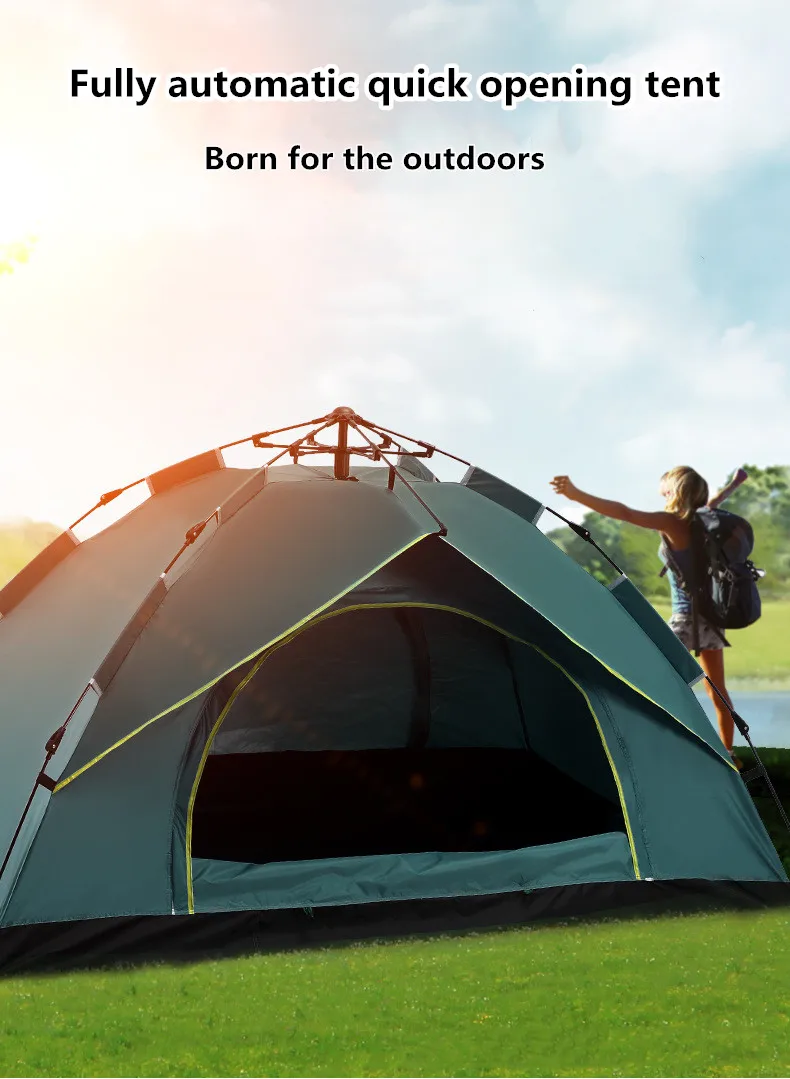 Туристическая двухслойная палатка на 3-4 человек непродуваемая