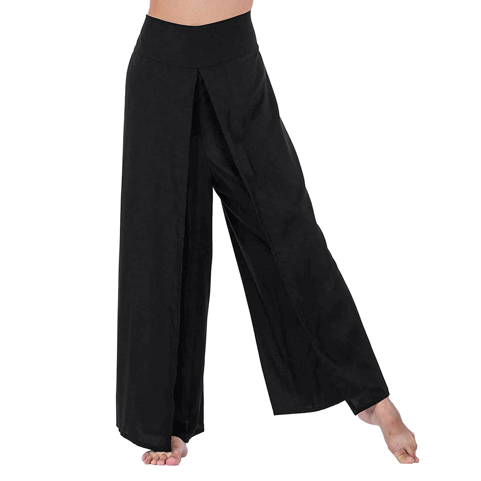 

Summer Women Wide Leg Pants Fashion High Split Solid High Waist Long Trousers Female Clothes