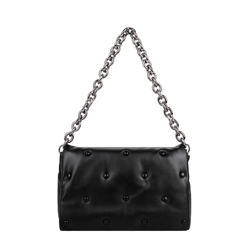 

Branded Women's Shoulder Bags 2021 Denim Quality Thick Metal Chain Shoulder Purses And Handbag Women Clutch Bags Ladies Hobo Bag