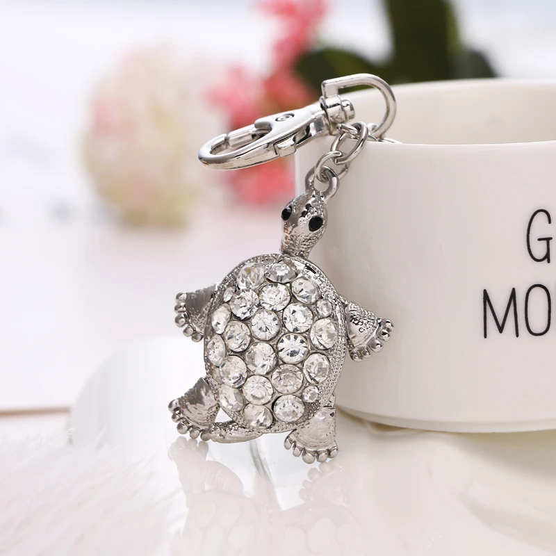 

2021 spring new fashion rhinestone cute turtle tortoise crystal gem bag wallet keychain birthday party gift