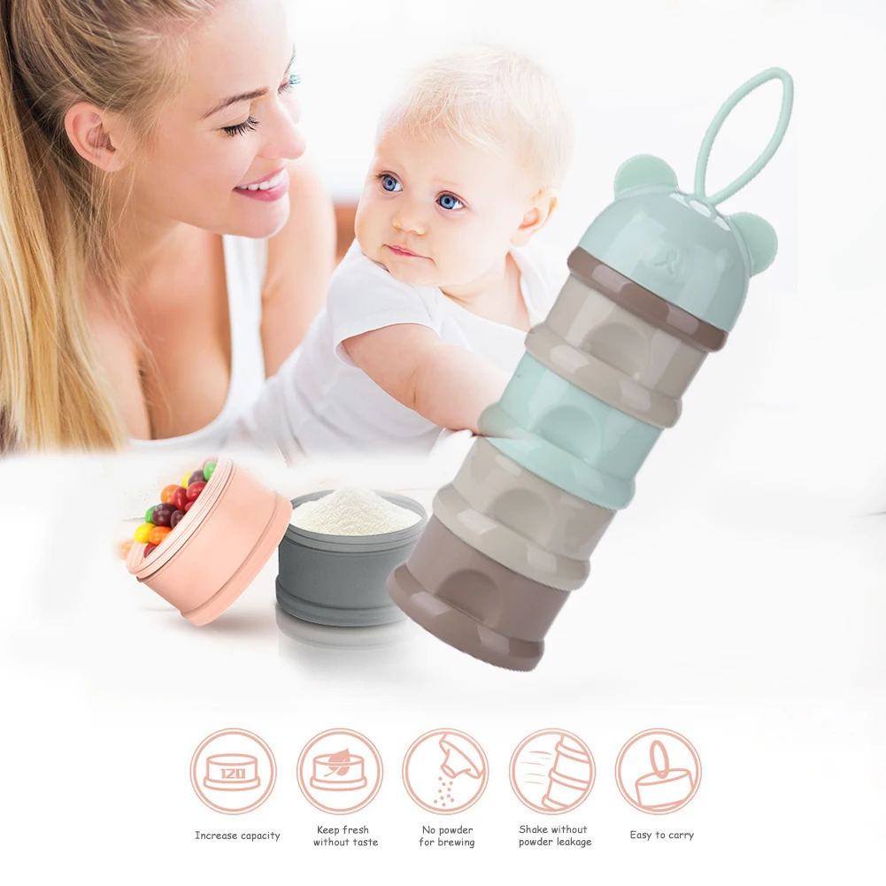 Контейнер для хранения детского питания 3 / 4 слоя портативный с рисунком медведя |