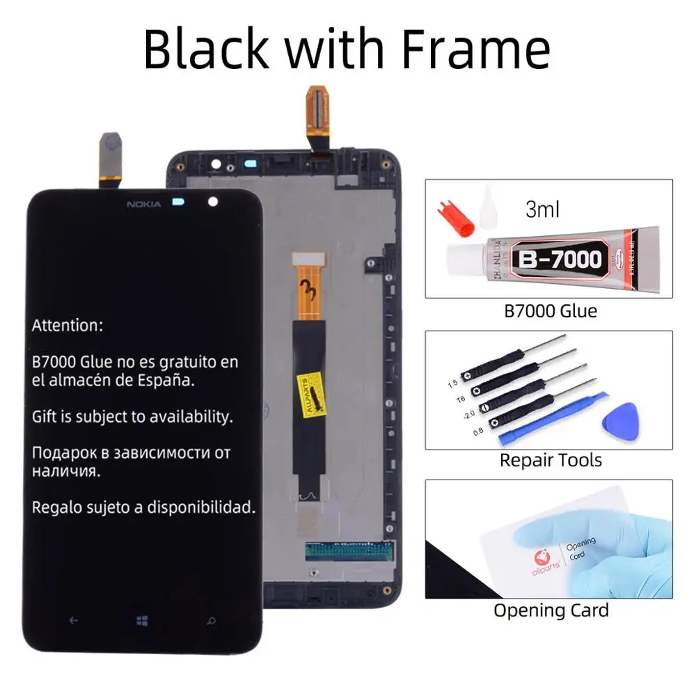 6,0 ''1280x720 ЖК-дисплей для NOKIA Lumia 1320, сенсорный экран для NOKIA 1320, замена дигитайзера - Цвет: with Frame Black