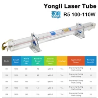 Yongli R5 100W CO2 Laser Tube Length 1450 Dia 80mm for CO2 Laser Engraving Cutting Machine