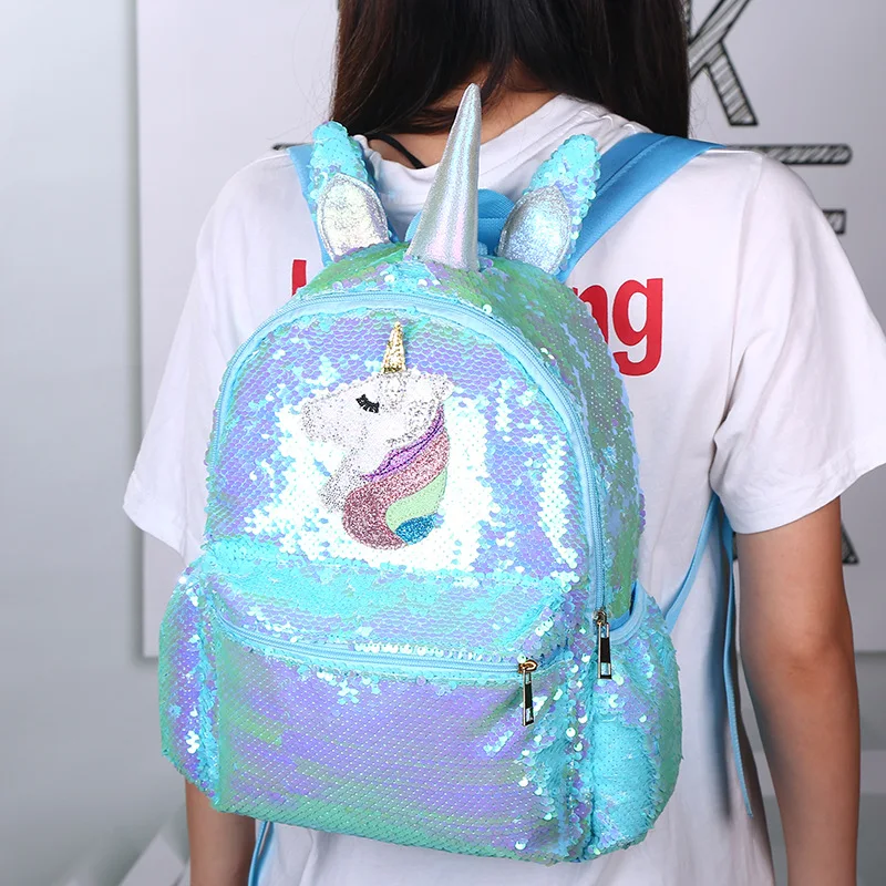 New Unicorn Large Capacity Sequins School Bags for Girls Mochila Escolar Backpack Cute Cartoon Schoolbag Girl School Backpack