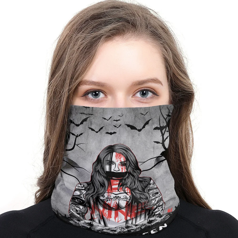 Scary Bleeding Tattoo Girls Bats Women Men Outdoor Sports Bandana Scarf Headwear Face Mask Camping Cycling Headscarf Headband |
