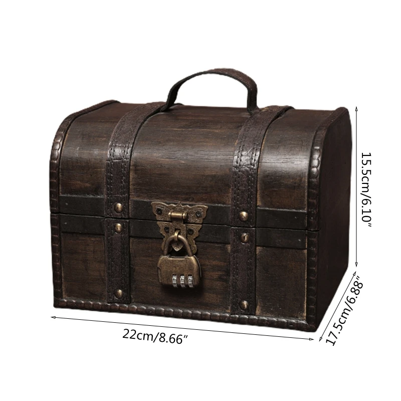 

Wooden Pirate Jewelry Storage Box Vintage Treasure Chest for Wooden Organizer